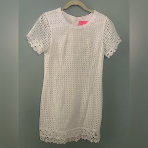 Lilly Pulitzer Jennifer Shift Dress White Grid Eyelet Lace